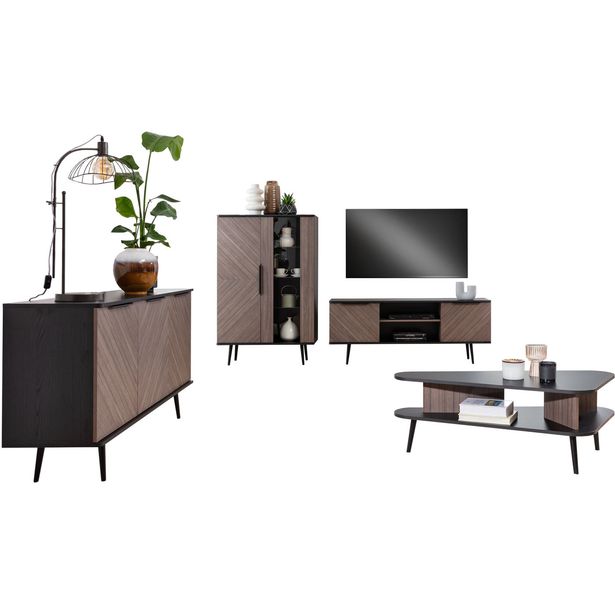 Olohuoneen huonekalusetti Nomla PINELLI II, musta/ruskea