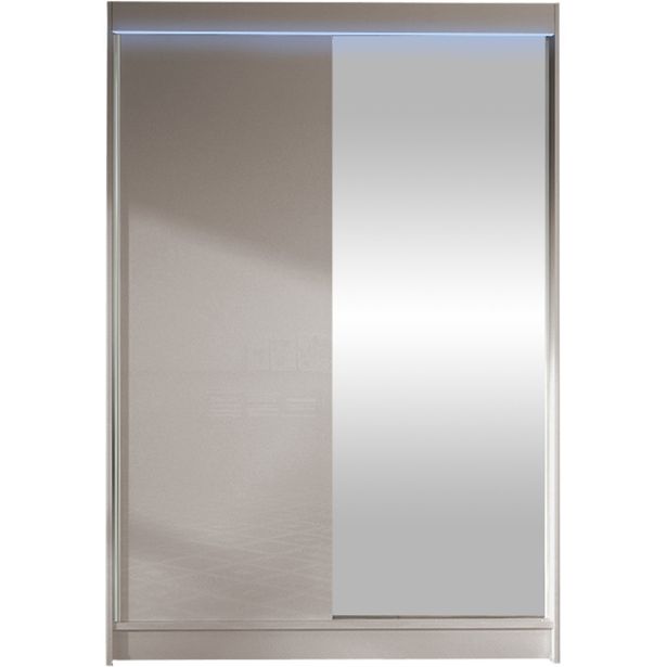 Liukuovivaatekaappi Nomla LINO I, LED-valaistuksella, peilillä, 120x200cm