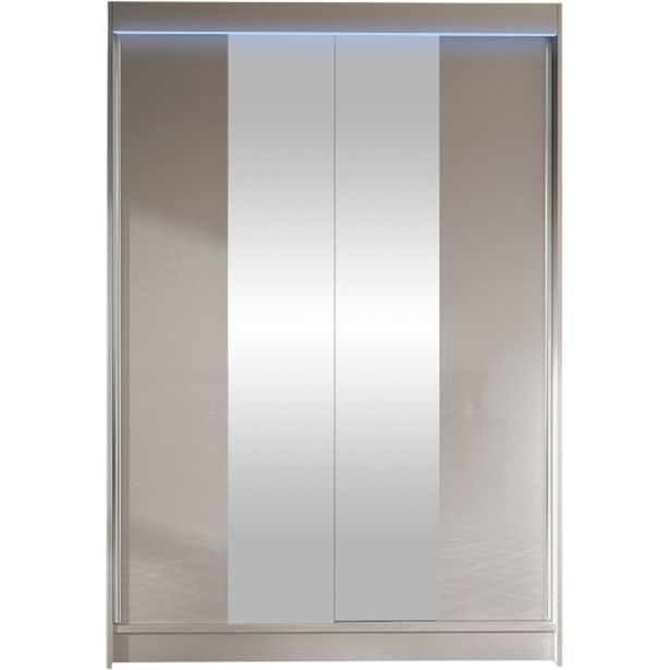 Liukuovivaatekaappi Nomla LINO II, LED-valaistuksella, peilillä, 120x200cm