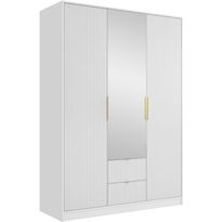 Vaatekaappi Nomla 3D2S TIRENO, saranaovet, peili, 151x216cm, valkoinen