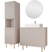 Kylpyhuonekalustesarja Nomla NUBIA III, sis. altaan ja halujukon, beige, Verkkokaupan poistotuote