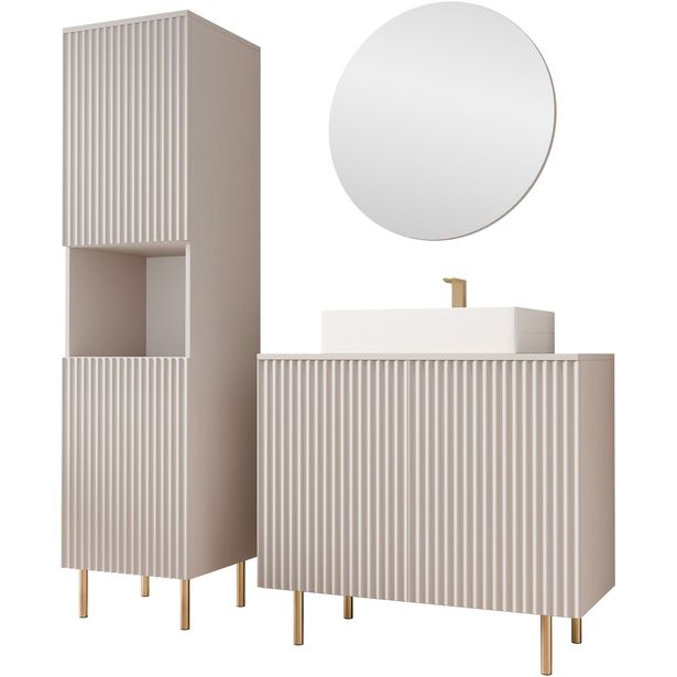 Kylpyhuonekalustesarja Nomla NUBIA III, sis. altaan ja halujukon, beige