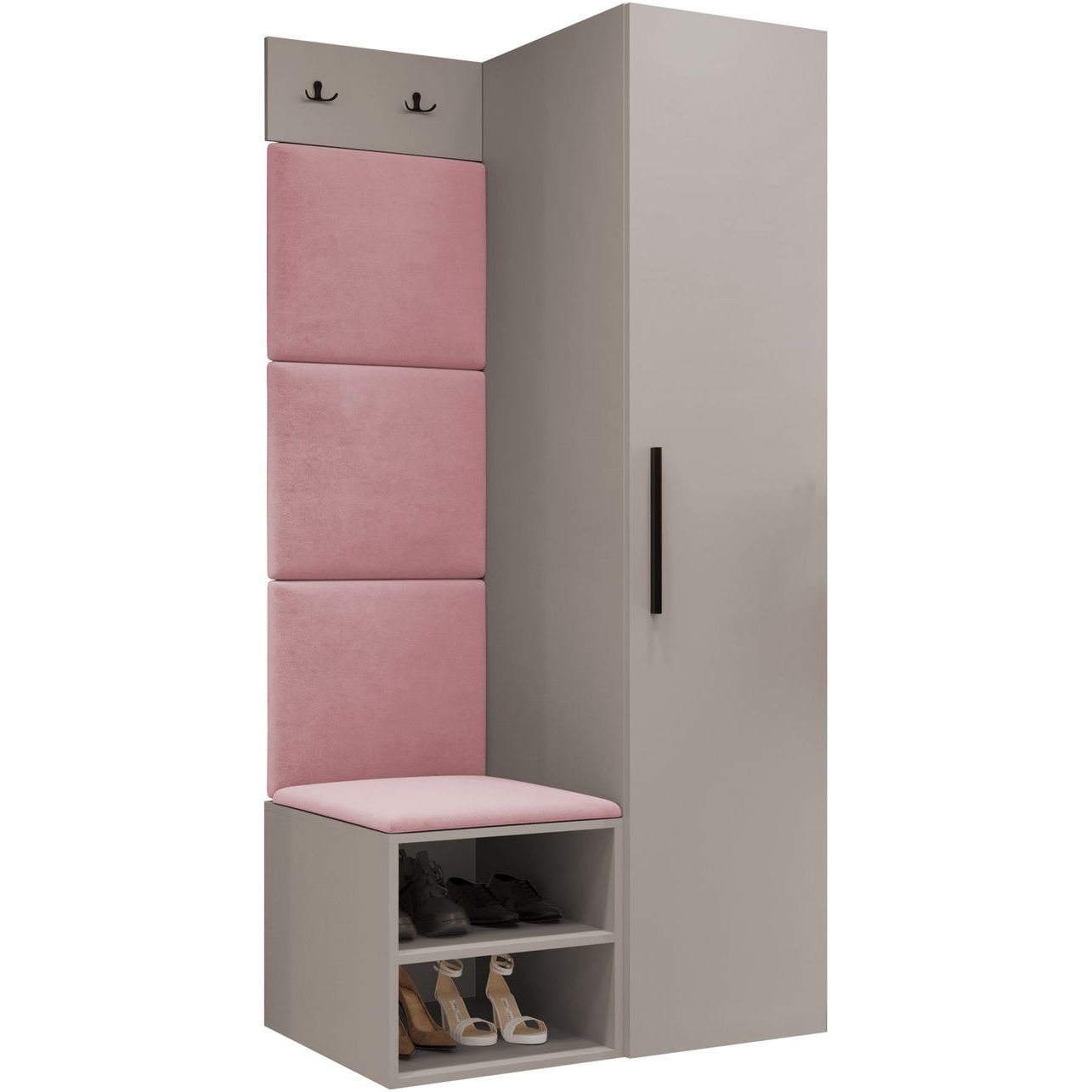 Vaatekaappi Nomla MEDI III, beige/vaaleanpunainen tekstiili