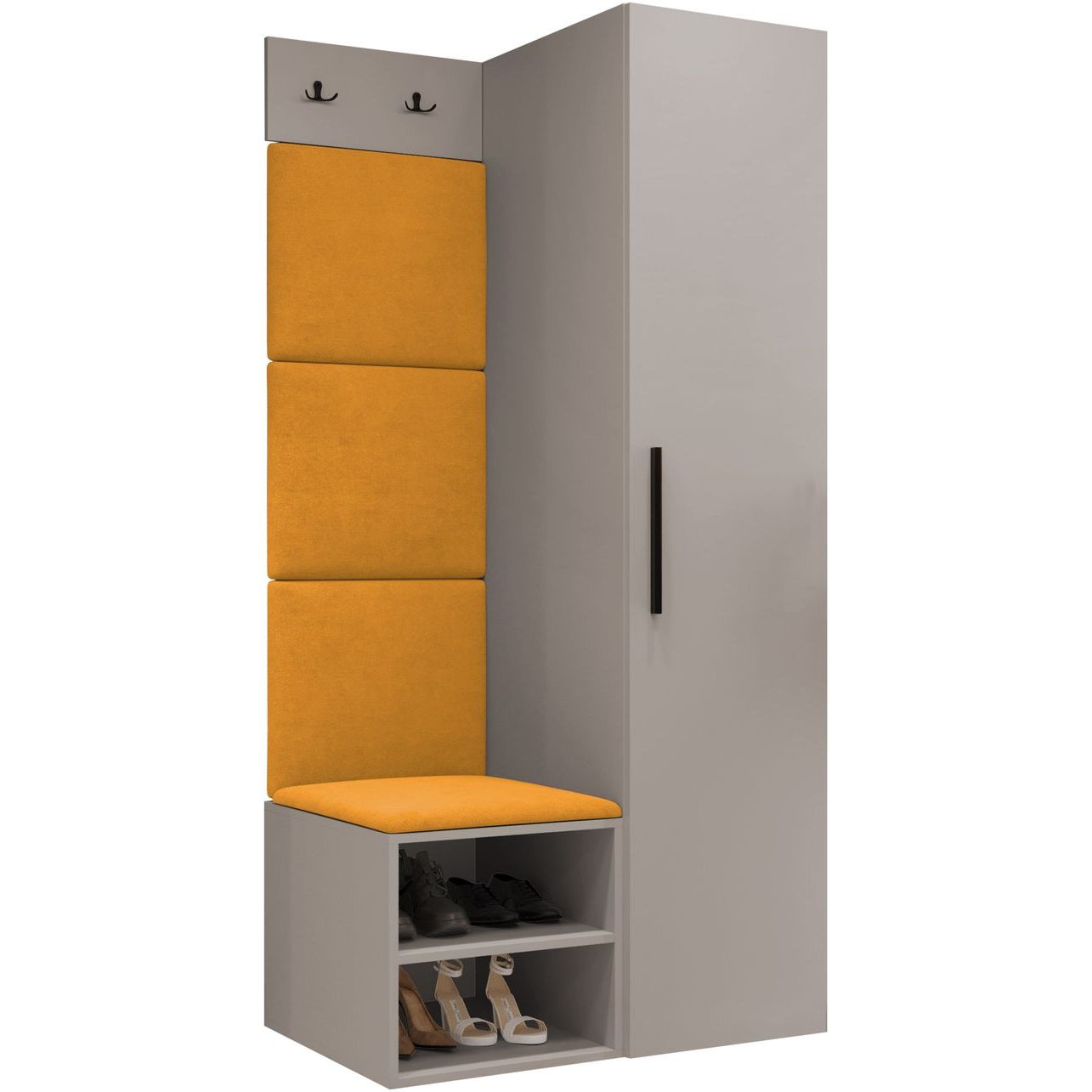 Vaatekaappi Nomla MEDI III, beige/keltainen tekstiili