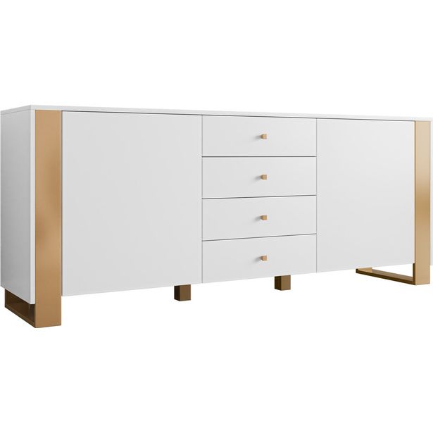 Lipasto Nomla 2D4SZ LOUTIO, 74x180cm, valkoinen/kulta