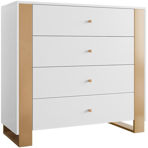 Lipasto Nomla 4SZ LOUTIO, 94x100cm, valkoinen/kulta