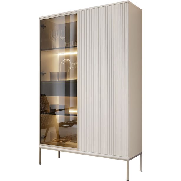 Vitriinikaappi Nomla SENTO WTSZ104, LED-valaistuksella, beige