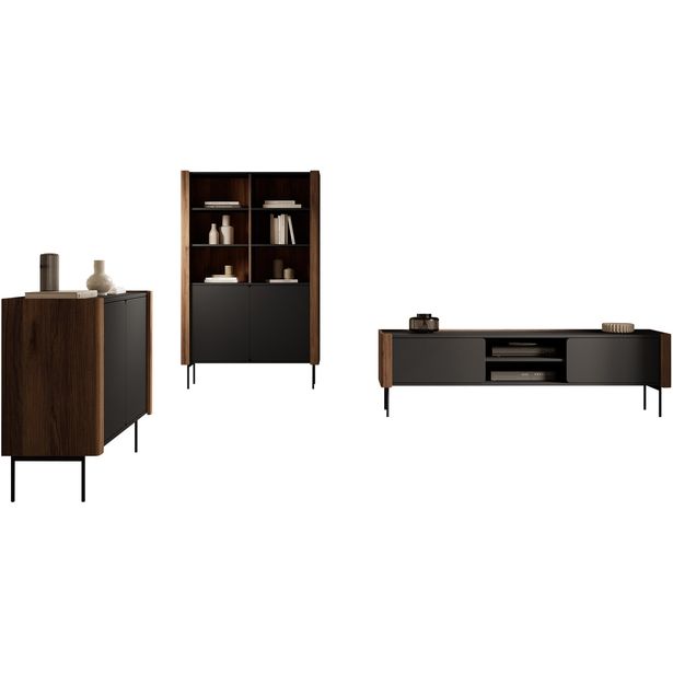 Olohuoneen huonekalusetti Nomla WRAP I, musta/ruskea