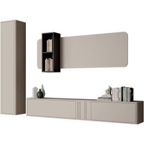 Olohuoneen huonekalusetti Nomla Philippe III, seinähylly + TV-taso + kaappi, beige