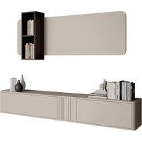 Olohuoneen huonekalusetti Nomla Philippe VII, TV-taso + seinähyllykkö, beige