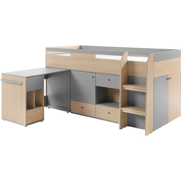 Sänky työpöydällä Nomla ORO SYSTEM 8, 90x200cm, harmaa/ruskea