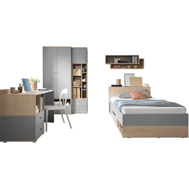 Makuuhuoneen huonekalusetti Nomla ORO II, harmaa/ruskea