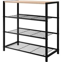 Kenkäteline Nomla Stonzi, 4 hyllyä, metallinen, musta