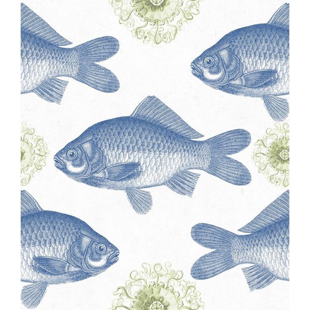 Paneelitapetti Mindthegap Fish Blue, 1.56x3m