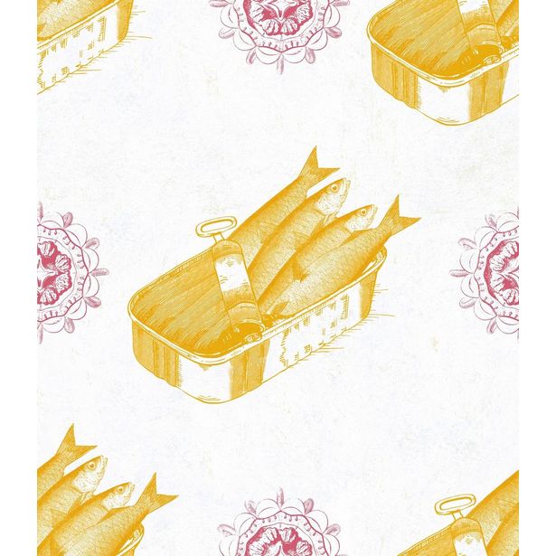Paneelitapetti Mindthegap Sardines Yellow, 1.56x3m