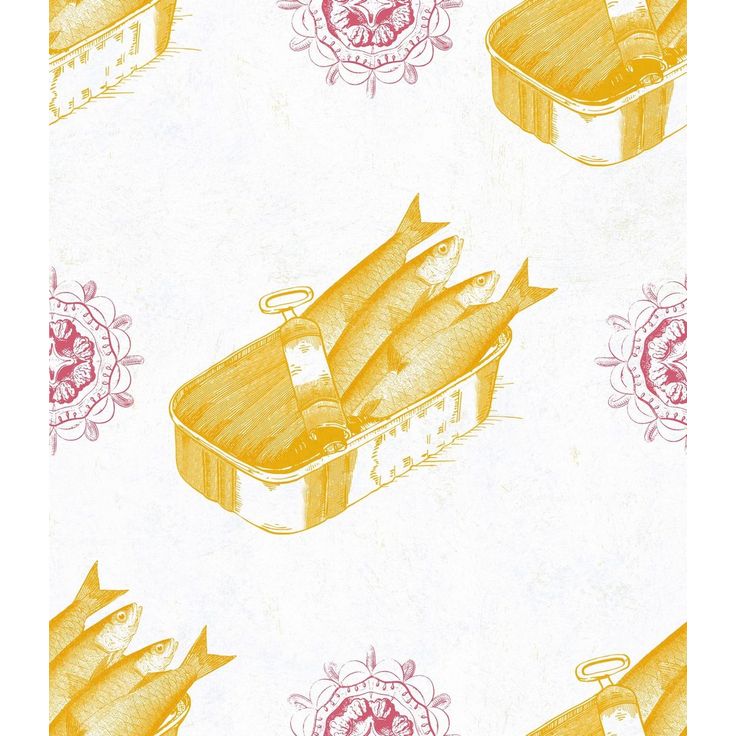 Paneelitapetti Mindthegap Sardines Yellow, 1.56x3m