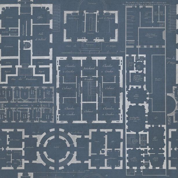 Paneelitapetti Mindthegap Chateau Blue, 1.56x3m