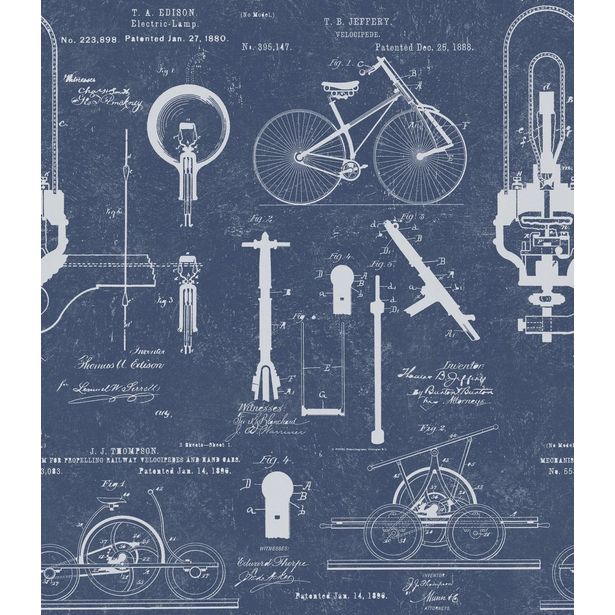 Paneelitapetti Mindthegap Patents Blue, 1.56x3m