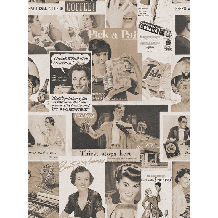 Paneelitapetti Mindthegap Retro Ads Sepia, 1.56x3m