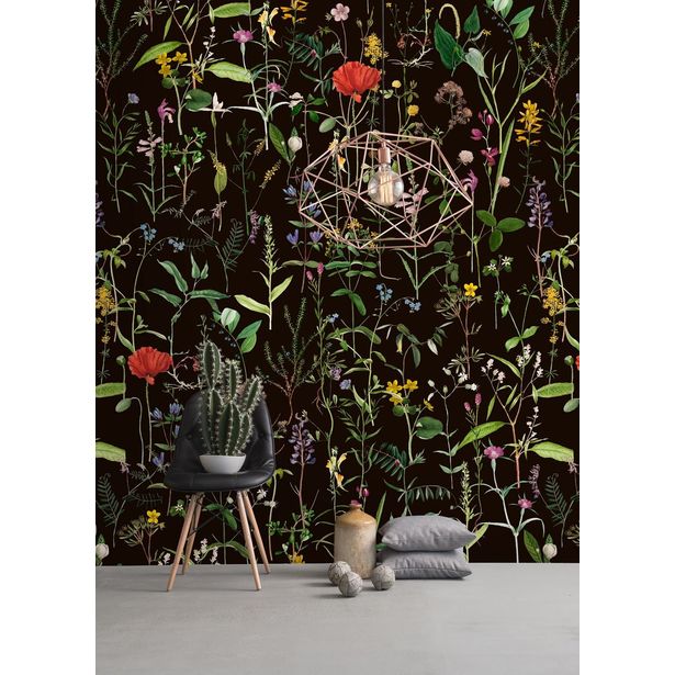 Paneelitapetti Mindthegap Aquafleur Anthracite, 1.56x3m