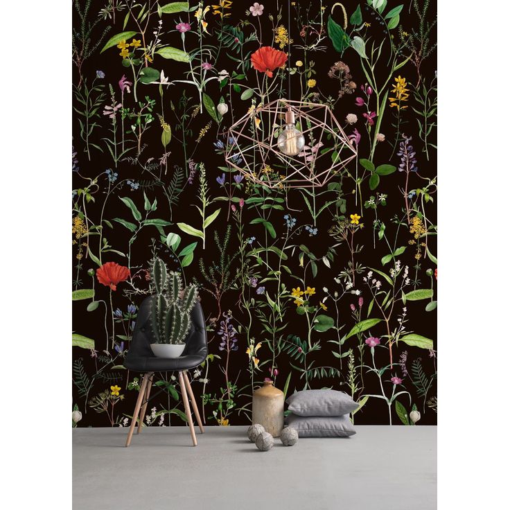 Paneelitapetti Mindthegap Aquafleur Anthracite, 1.56x3m