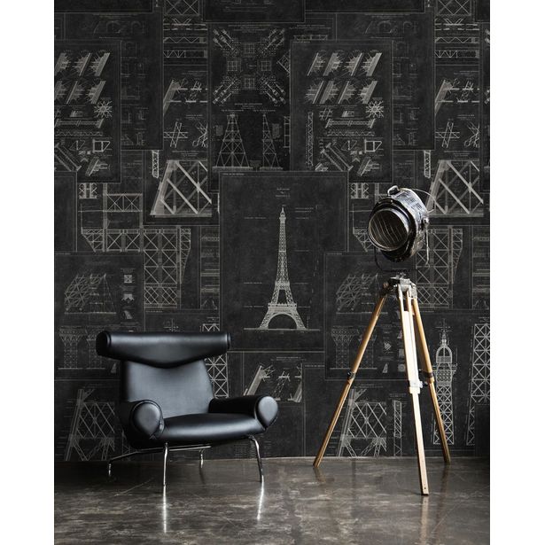 Paneelitapetti Mindthegap Grand Eiffel Anthracite, 1.56x3m
