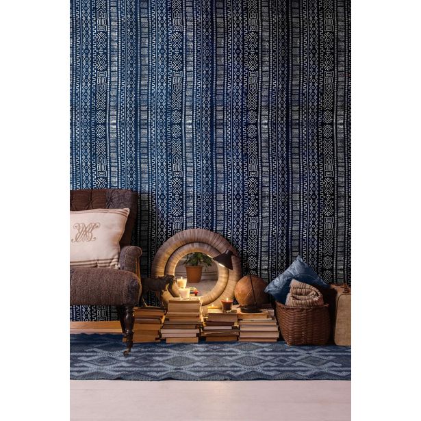 Paneelitapetti Mindthegap Bogolanfini, 1.56x3m, sininen