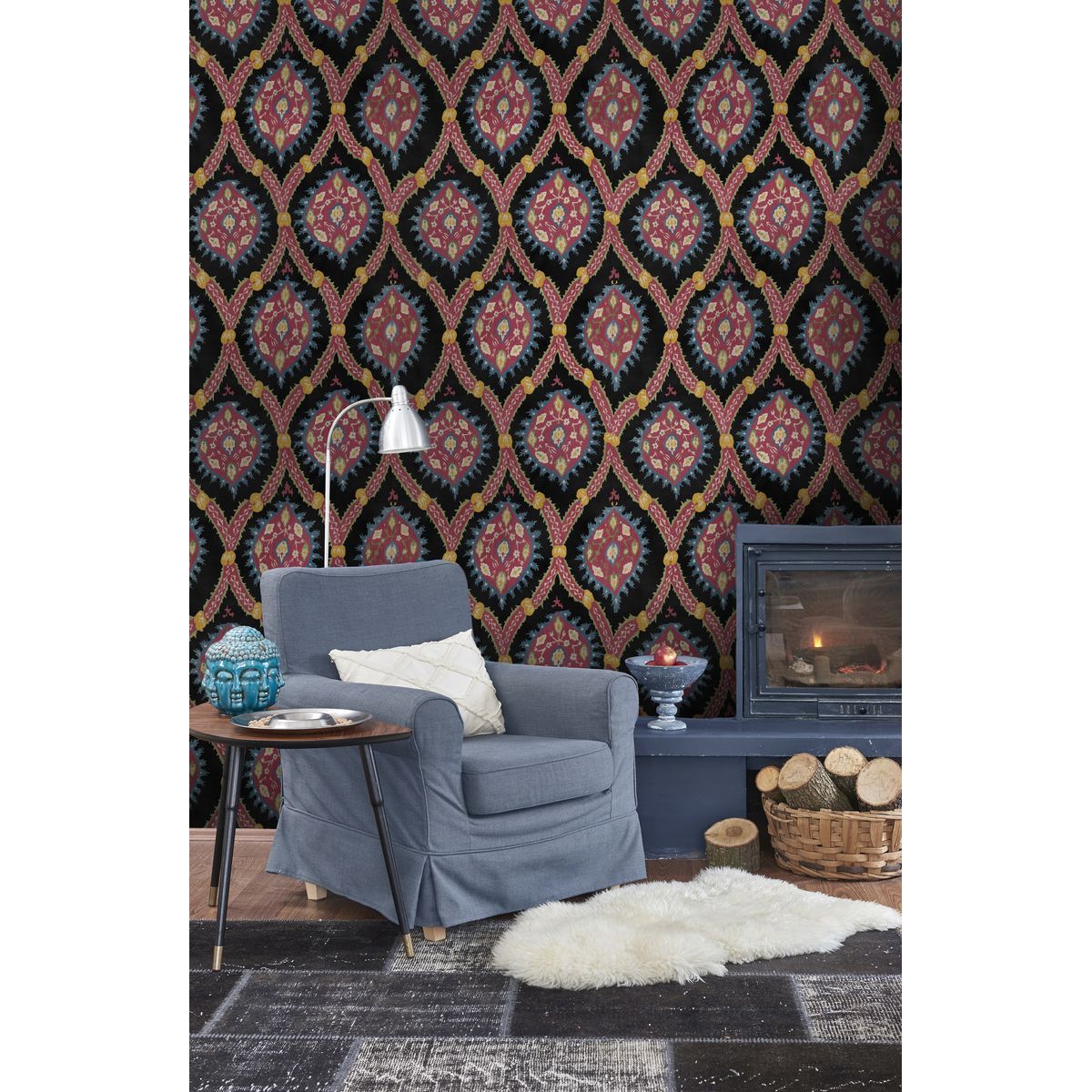 Paneelitapetti Mindthegap Ottoman, 1.56x3m, musta