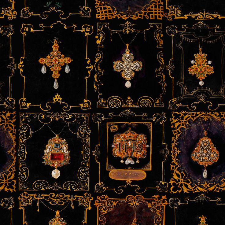 Paneelitapetti Mindthegap Anna's jewelry, 1.56x3m, musta