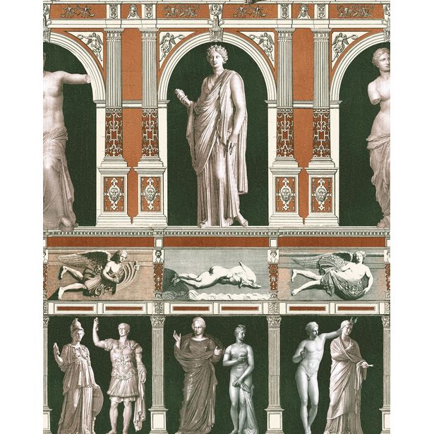 Paneelitapetti Mindthegap Statues antique, 1.56x3m, oranssi