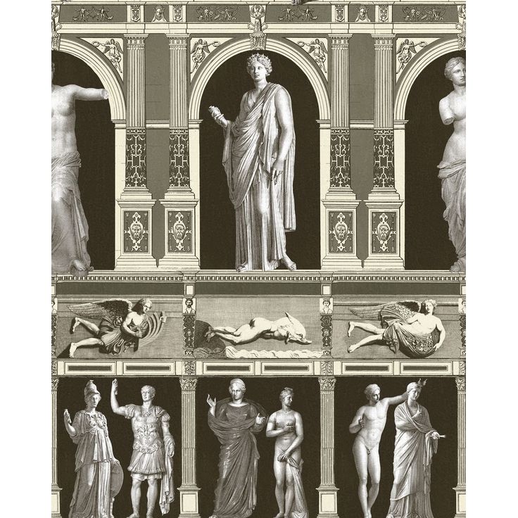 Paneelitapetti Mindthegap Statues antique, 1.56x3m, harmaa