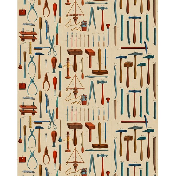 Paneelitapetti Mindthegap Old Tools, 1.56x3m, beige