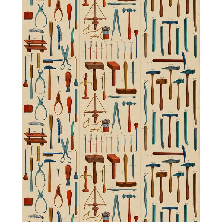 Paneelitapetti Mindthegap Old Tools, 1.56x3m, beige