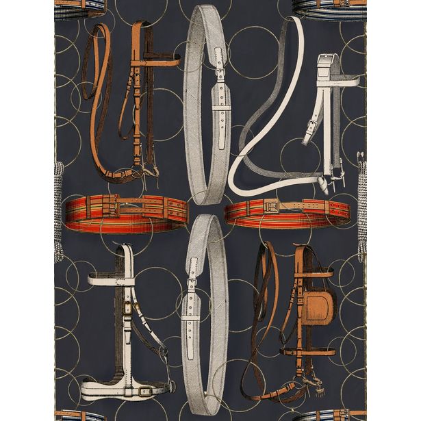 Paneelitapetti Mindthegap Equestrian Equipment, 1.56x3m, tumma