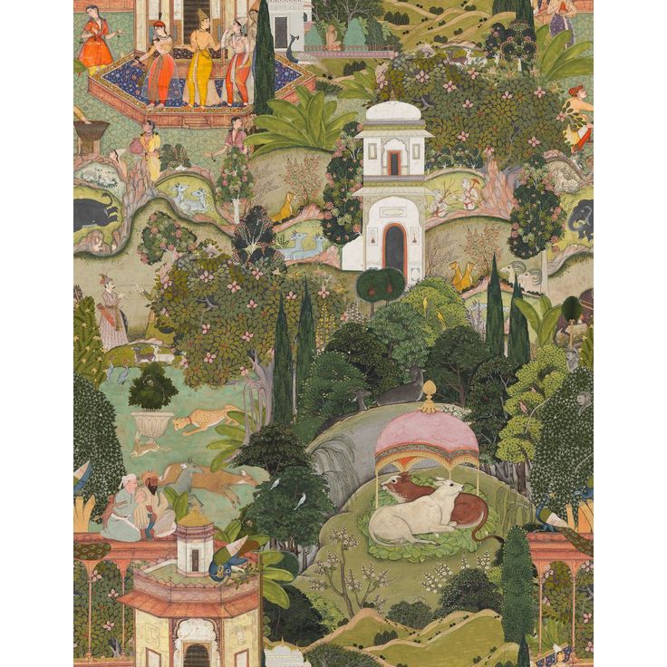 Paneelitapetti Mindthegap Gardens of Jaipur, 1.56x3m, vihreä