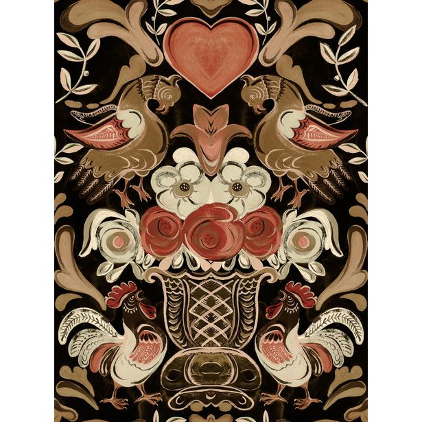 Kuvatapetti MindTheGap Goldene Henne, 1.56x3m, non-woven