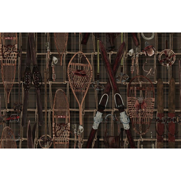Kuvatapetti MindTheGap Vintage Skiing, 1.56x3m, tumma, non-woven
