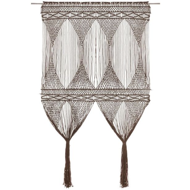 Macrame verho puuvilla harmaanruskea 140x240 cm_1