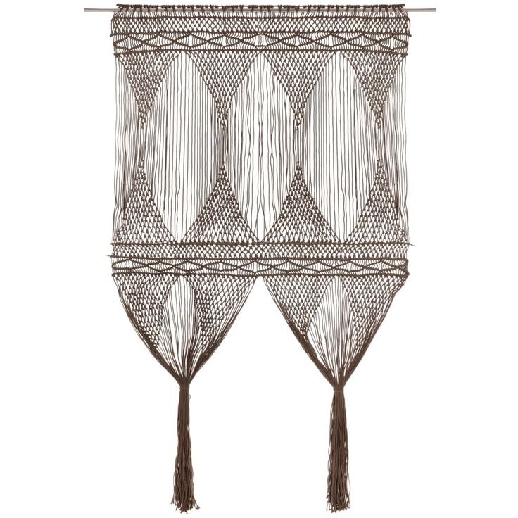 Macrame verho puuvilla harmaanruskea 140x240 cm_1