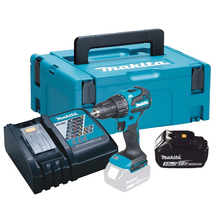 Akkuiskuporakonesarja Makita LXT DHP490Z, 18V, 3.0Ah akulla + Makpac 2
