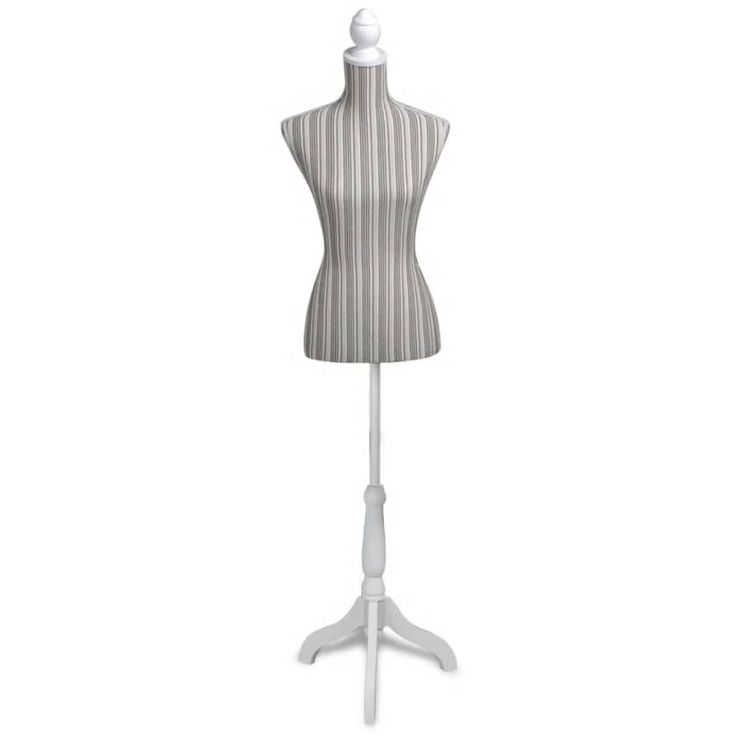 Mallinukketorso nainen raidallinen pellava_1