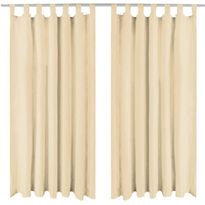 Mikro-satiiniverhot silmukoilla 2 kpl 140x175 cm beige
