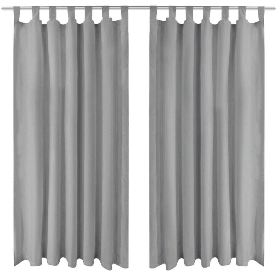 Mikro-satiiniverhot silmukoilla 2 kpl 140x175 cm harmaa