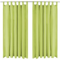 Mikro-satiiniverhot silmukoilla 2 kpl 140x225 cm vihreä