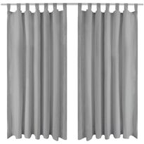 Mikro-satiiniverhot silmukoilla 2 kpl 140x245 cm harmaa