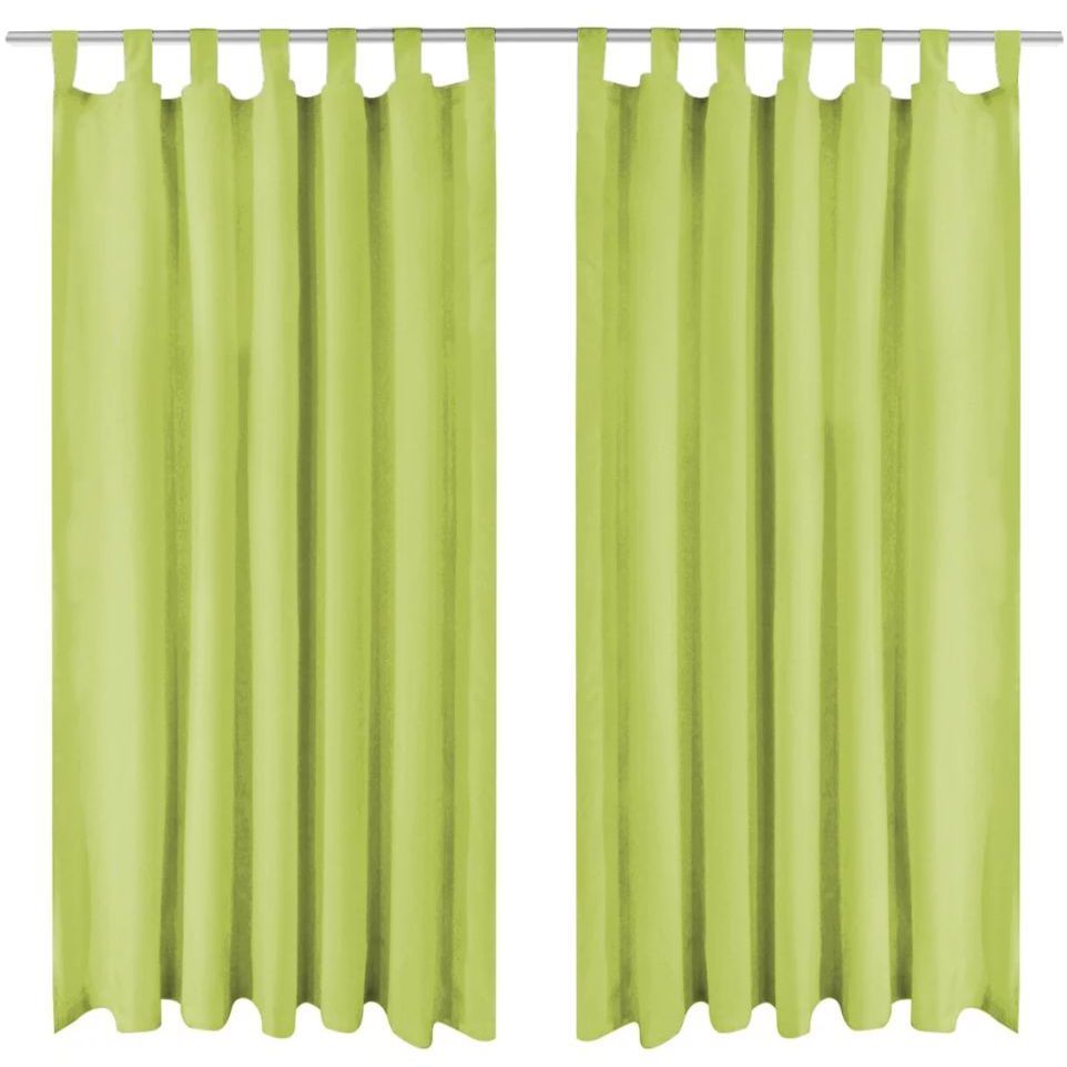 Mikro-satiiniverhot silmukoilla 2 kpl 140x245 cm vihreä
