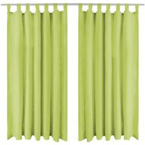 Mikro-satiiniverhot silmukoilla 2 kpl 140x245 cm vihreä