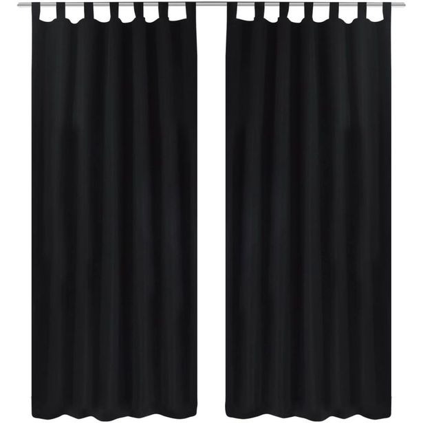 Mustat mikro-satiini verhot lenkeillä 2kpl 140 x 175 cm_1