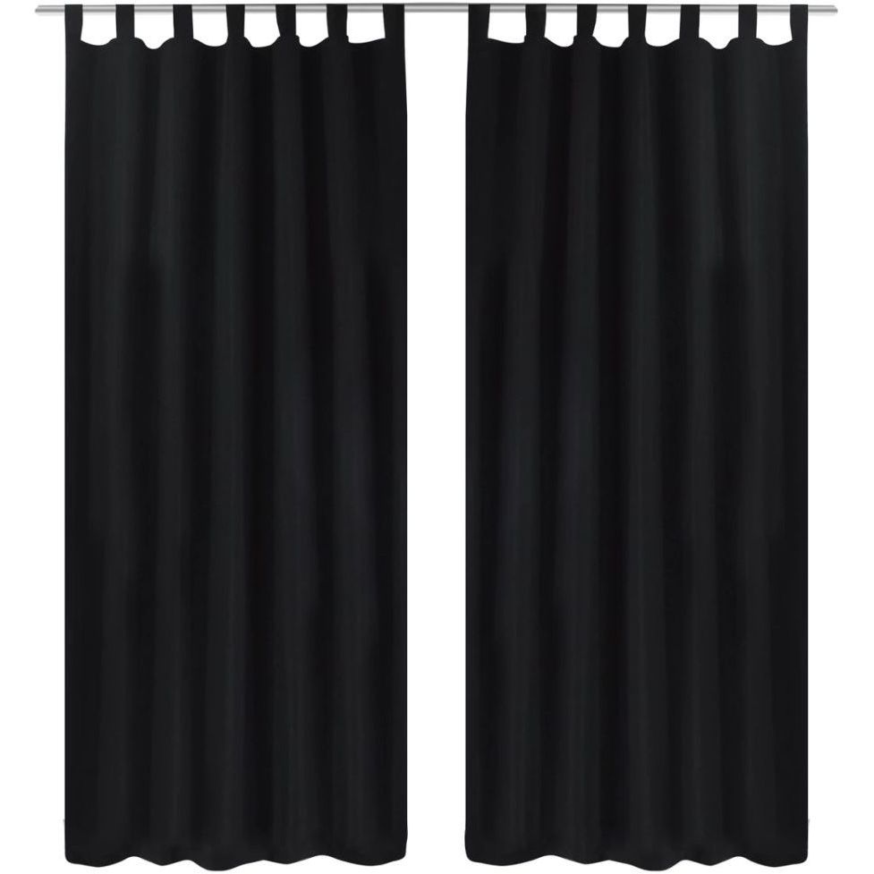 Mustat mikro-satiini verhot lenkeillä 2kpl 140 x 225 cm