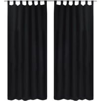Mustat mikro-satiini verhot lenkeillä 2kpl 140 x 225 cm